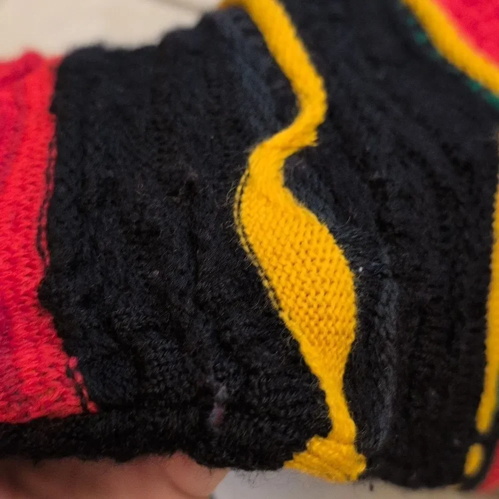 Coogi Sweater New Wool Bright Red Purple Texture Crew Neck Pullover Size M - Picture 9 of 13